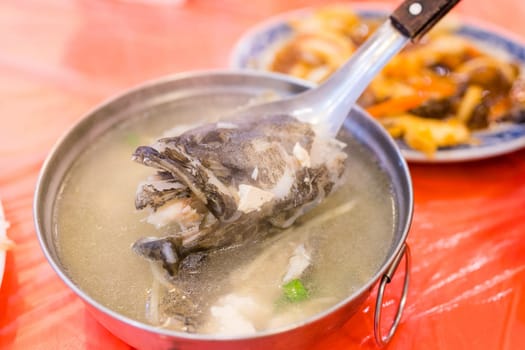 Fish soup bowl in the Taiwanese local food store