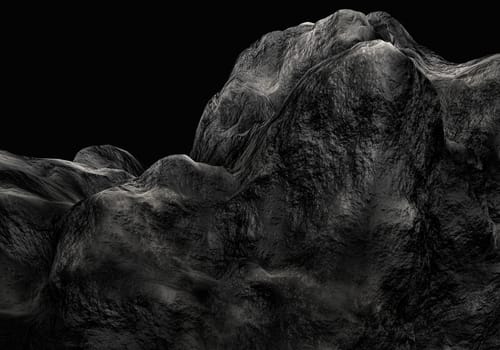 Very big and beautiful black rocks on dark black background