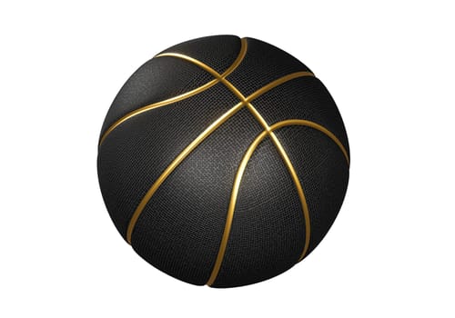 Black basketball ball with golden lines