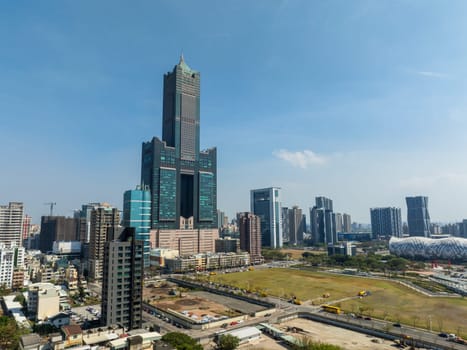 Kaohsiung, Taiwan 01 February 2024: Top view of the city skyline in Kaohsiung city