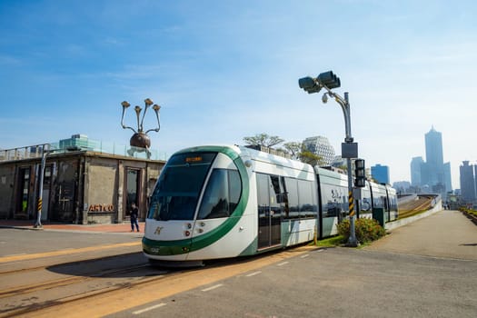 Taiwan, 01 February 2024: Kaohsiung circular light rail train