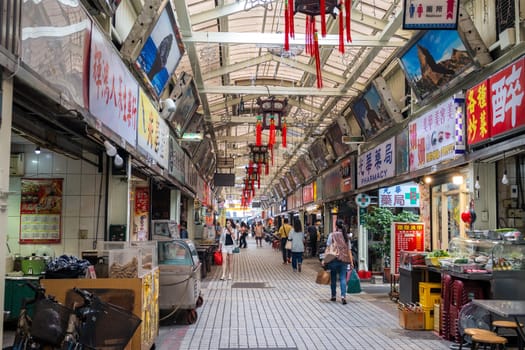 Taipei, Taiwan 17 October 2023: Huaxi Street Tourist Night Market in Taipei