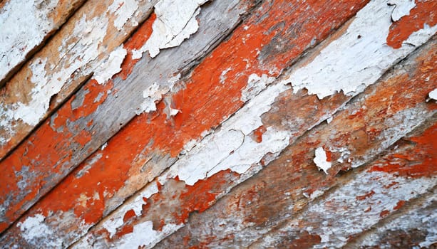 Light blue red and green weathered wooden background with cracked paint.