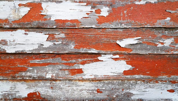 Light blue red and green weathered wooden background with cracked paint.