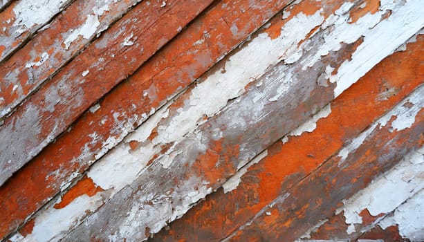 Light blue red and green weathered wooden background with cracked paint.