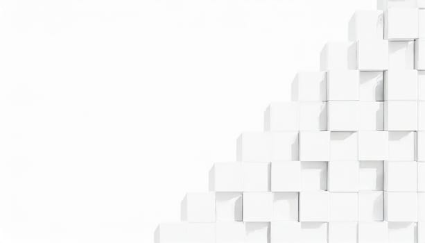 Random shifted white cube boxes block background wallpaper banner with copy space