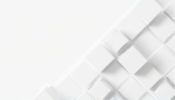 Random shifted white cube boxes block background wallpaper banner with copy space
