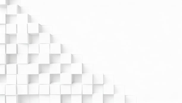Random shifted white cube boxes block background wallpaper banner with copy space