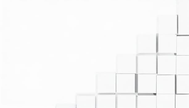 Random shifted white cube boxes block background wallpaper banner with copy space