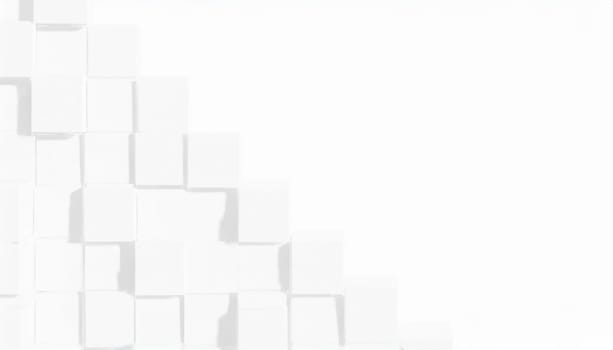 Random shifted white cube boxes block background wallpaper banner with copy space