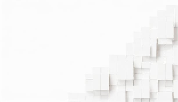 Random shifted white cube boxes block background wallpaper banner with copy space