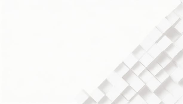 Random shifted white cube boxes block background wallpaper banner with copy space