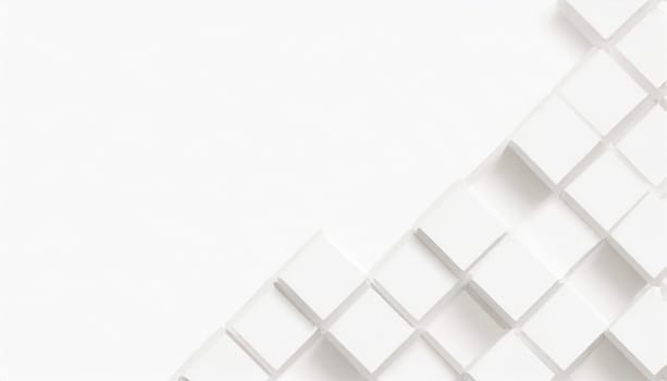 Random shifted white cube boxes block background wallpaper banner with copy space