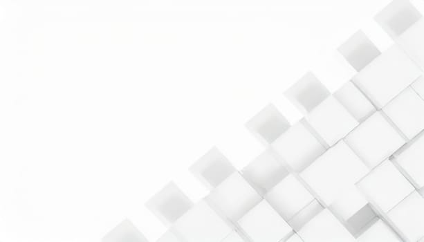 Random shifted white cube boxes block background wallpaper banner with copy space