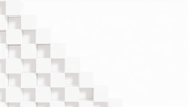 Random shifted white cube boxes block background wallpaper banner with copy space