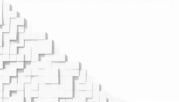 Random shifted white cube boxes block background wallpaper banner with copy space