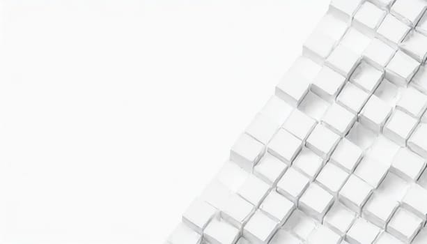 Random shifted white cube boxes block background wallpaper banner with copy space