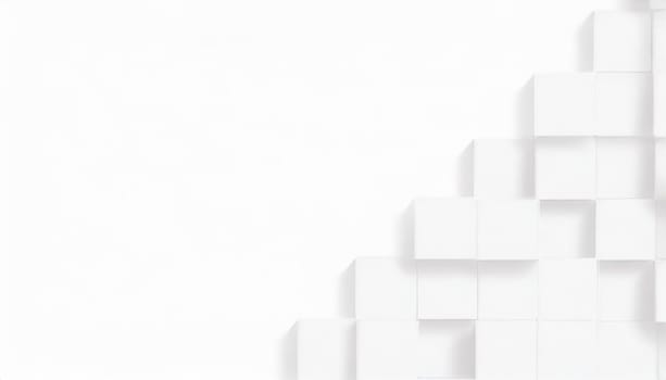 Random shifted white cube boxes block background wallpaper banner with copy space