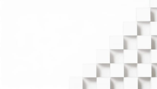Random shifted white cube boxes block background wallpaper banner with copy space