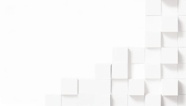 Random shifted white cube boxes block background wallpaper banner with copy space