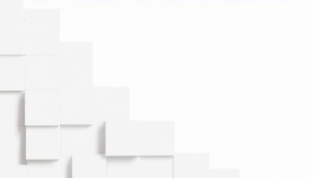 Random shifted white cube boxes block background wallpaper banner with copy space