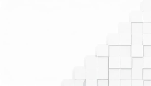 Random shifted white cube boxes block background wallpaper banner with copy space