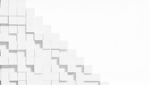 Random shifted white cube boxes block background wallpaper banner with copy space