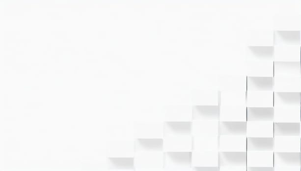 Random shifted white cube boxes block background wallpaper banner with copy space