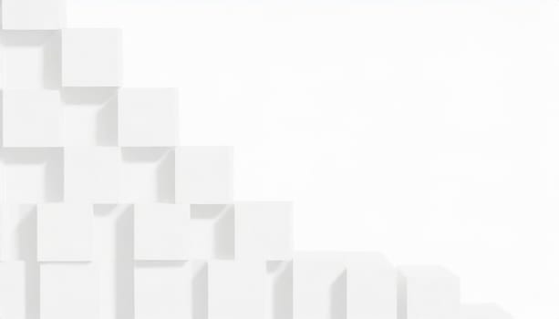 Random shifted white cube boxes block background wallpaper banner with copy space
