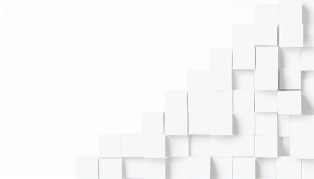 Random shifted white cube boxes block background wallpaper banner with copy space