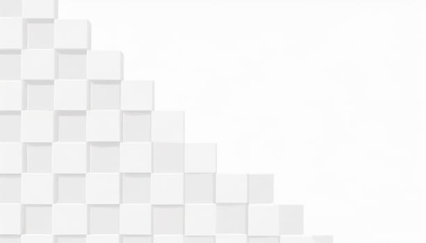 Random shifted white cube boxes block background wallpaper banner with copy space