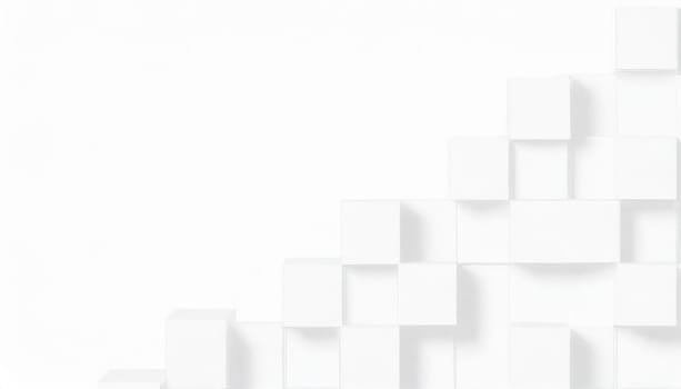 Random shifted white cube boxes block background wallpaper banner with copy space