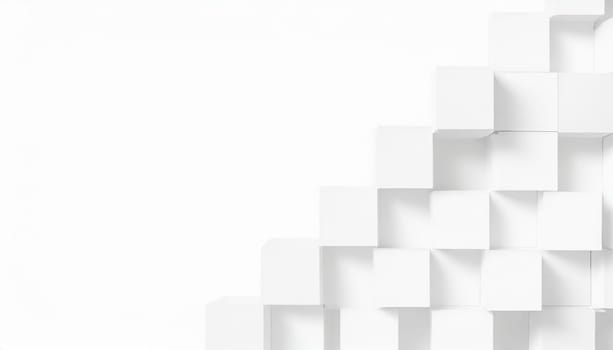 Random shifted white cube boxes block background wallpaper banner with copy space