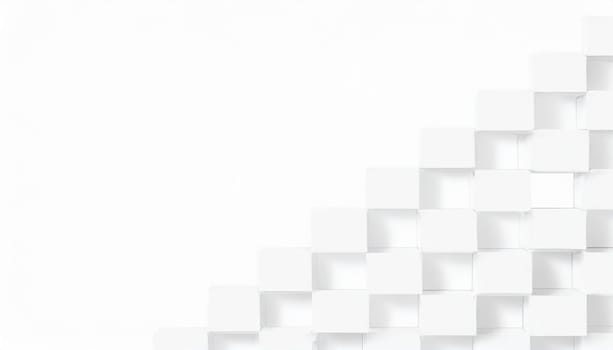 Random shifted white cube boxes block background wallpaper banner with copy space