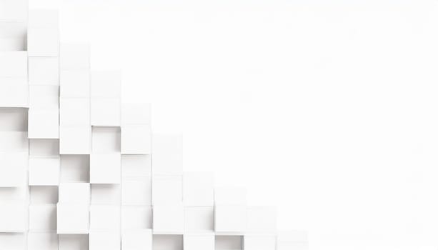 Random shifted white cube boxes block background wallpaper banner with copy space