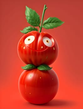 Funny tomato character on red