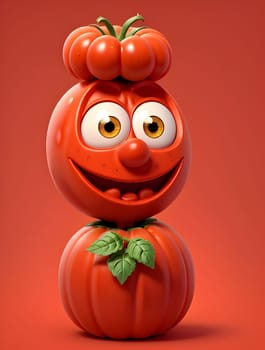 Funny tomato character on red