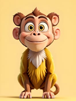 Funny monkey character on yellow