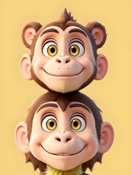Funny monkey character on yellow