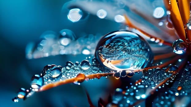 Beautiful fantasy macro water drops on plants
