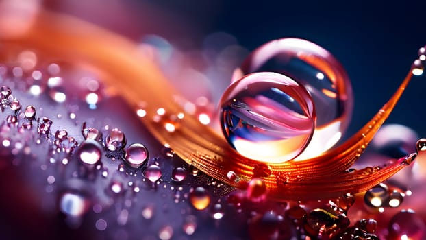 Beautiful fantasy macro water drops on plants