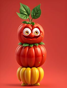 Funny tomato character on red