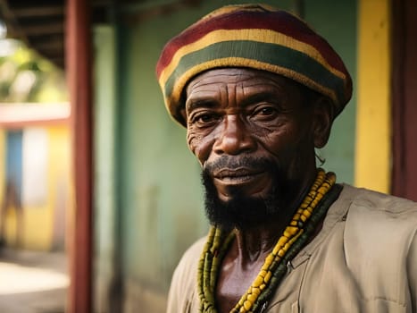 Closeup portrait of the man from Jamaica
