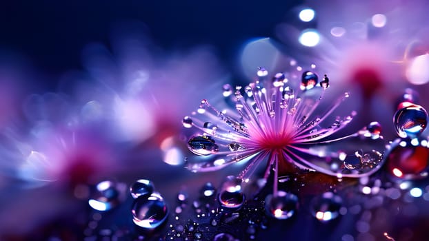 Beautiful fantasy macro water drops on plants