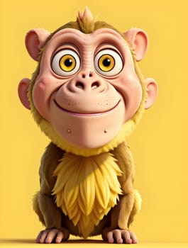 Funny monkey character on yellow