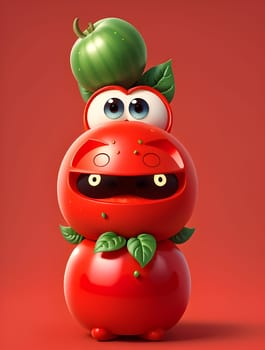 Funny tomato character on red
