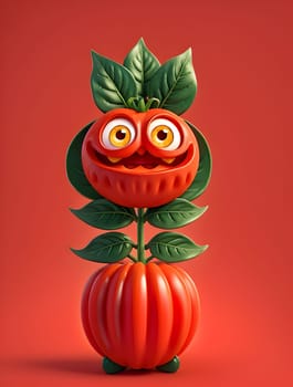 Funny tomato character on red