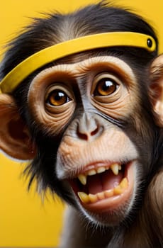 Cute monkey on the yellow