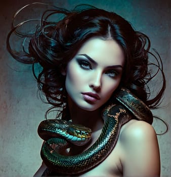 Snake and woman beautiful art