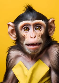 Cute monkey on the yellow